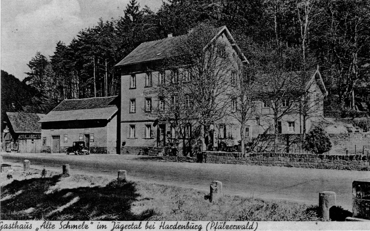 Die vermeintliche Postkarte aus dem Jahr 1936 zeigt in einer Totalen die Alte Schmelz mit allen Nebengebäuden.
